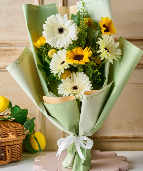 White Flowers With Sunflowers